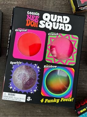 teenie NEE DOH Quad Squad Squishy Set - Pink, Red, Purple, Rainbow
